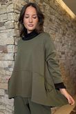 Sola Smart Tech Split Back Peplum Top Khaki